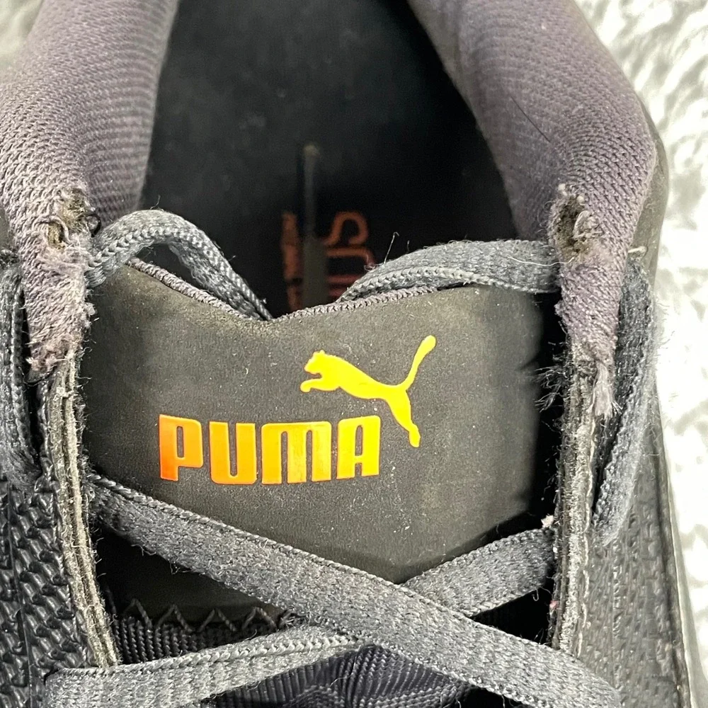 Puma Viz Runner Mens‎ Sneaker 7.5 Black Lace Up Orange Accents